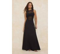WOVCOR Women's Mesh Panel Sleeveless A-Line Maxi Dress in Black | Size: 12 WOVCOR Black 12
