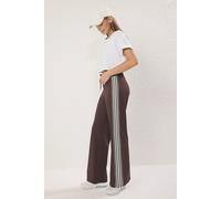 WOVCOR Women's Multi Side Stripe Drawstring Wide Leg Scuba Joggers in Brown | Size: XL WOVCOR Brown XL