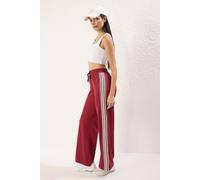WOVCOR Women's Multi Side Stripe Drawstring Wide Leg Scuba Joggers in Burgundy | Size: XS WOVCOR Burgundy XS