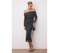 WOVCOR Women's Off Shoulder Polka Dot Tulle Midi Dress | Size: 12 WOVCOR Multicolor 12