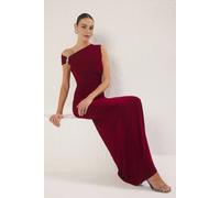 WOVCOR Women's One Shoulder Embellished Maxi Dress in Burgundy | Size: 12 WOVCOR Burgundy 12