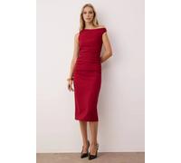 WOVCOR Women's One-Shoulder Ruched Midi Dress With Side Drape in Burgundy | Size: 12 WOVCOR Burgundy 12