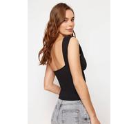 WOVCOR Women's Open Back Sleeveless Fitted Blouse Top in Black | Size: Large WOVCOR Black L