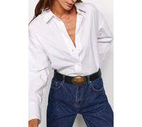 WOVCOR Women's Oval Buckle Faux Leather Belt in Black | Size: Large WOVCOR Black L