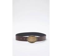 WOVCOR Women's Oval Buckle Faux Leather Belt in Brown | Size: Medium WOVCOR Brown M