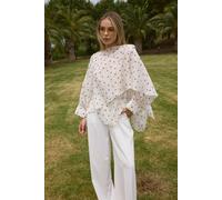 WOVCOR Women's Oversized Batwing Sleeve Bicycle Neck Blouse in White WOVCOR White One Size