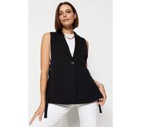 WOVCOR Women's Oversized Tailored Waistcoat with Side Tie Detail in Black | Size: 12 WOVCOR Black 12