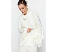 WOVCOR Women's Oversized Turtleneck Knit Jumper in White | Size: Large WOVCOR White L