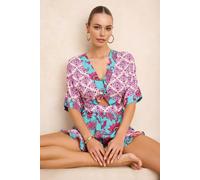 WOVCOR Women's Paisley Print Cut Out Tie Front Playsuit | Size: 8 WOVCOR Multicolor 8