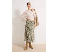 WOVCOR Women's Paisley Print Gathered Midi Skirt with Flowy Lightweight Fit | Size: Large WOVCOR Multicolor L