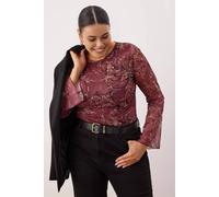 WOVCOR Women's Paisley Print Mesh Long Sleeve Fitted Top | Size: 6XL WOVCOR Multicolor 6XL