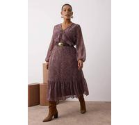 WOVCOR Women's Paisley Print Tie Neck Long Sleeve Midi Dress | Size: 14 WOVCOR Multicolor 14