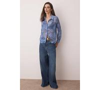 WOVCOR Women's Paisley Print Unlined Chiffon Shirt in Blue | Size: 12 WOVCOR Blue 12