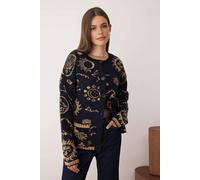 WOVCOR Women's Patterned Button Front Round-Neck Knit Cardigan | Size: Medium WOVCOR Multicolor M