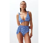 WOVCOR Women's Patterned Knotted Triangle Bikini Top | Size: 10 WOVCOR Multicolor 10