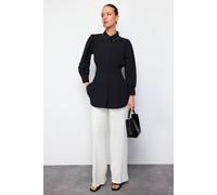 WOVCOR Women's Pearl Detail Fitted Long Sleeve Shirt in Black | Size: 16 WOVCOR Black 16