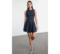WOVCOR Women's Pinstripe Sleeveless Fit & Flare Mini Dress in Navy | Size: 10 WOVCOR Navy 10
