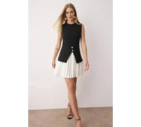 WOVCOR Women's Pleated Contrast Hem Sleeveless Mini Dress | Size: 12 WOVCOR Multicolor 12