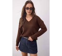 WOVCOR Women's Premium Yarn Basic Knit Sweater in Brown | Size: Small WOVCOR Brown S