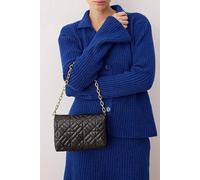 Wovcor Women's Quilted Flap Shoulder Bag With Chunky Chain Strap In Black Black