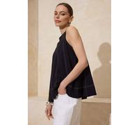 WOVCOR Women's Relaxed Crew Neck Sleeveless Stitched Detail Knitted Blouse in Black | Size: Small WOVCOR Black S