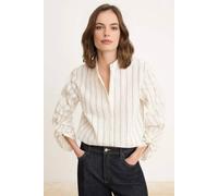 WOVCOR Women's Relaxed Fit Long Sleeve Gathered Detail Shirt in White | Size: 8 WOVCOR White 8