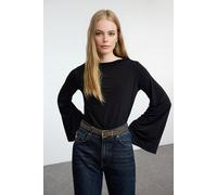 WOVCOR Women's Relaxed Spanish Sleeve Flexible Knit Blouse in Black | Size: Medium WOVCOR Black M