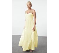 WOVCOR Women's Ruched Bust Strappy Sweetheart Dress in Lemon | Size: 12 WOVCOR Lemon 12