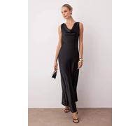 WOVCOR Women's Satin Cowl Neck Maxi Dress in Black | Size: Large WOVCOR Black L