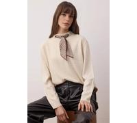 WOVCOR Women's Scarf Collar Detail Soft Knit Jumper in Beige | Size: Medium WOVCOR Beige M