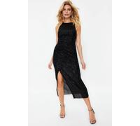 WOVCOR Women's Sequin Sleeveless Side Split Midi Dress in Black | Size: 8 WOVCOR Black 8