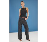 WOVCOR Women's Sequin Strappy Open Back Halterneck Top in Black | Size: 8 WOVCOR Black 8