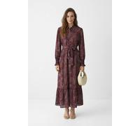 WOVCOR Women's Shawl Pattern Belted Long Sleeve Maxi Shirt Dress with Tiered Hem | Size: 14 WOVCOR Multicolor 14