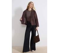 WOVCOR Women's Shirt Collar Oversize Short Jacket in Brown WOVCOR Brown One Size