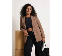 WOVCOR Women's Single Button Tailored Blazer Jacket in Taupe | Size: 14 WOVCOR Taupe 14