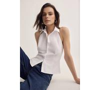 WOVCOR Women's Sleeveless Collared Button Front Slim Fit Shirt in White | Size: 6 WOVCOR White 6