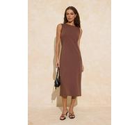 WOVCOR Women's Sleeveless Crew Neck Minimal Maxi Dress in Brown | Size: Small WOVCOR Brown S