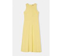 WOVCOR Women's Sleeveless Crew Neck Minimal Midi Dress with Side Split in Lemon | Size: 14 WOVCOR Lemon 14
