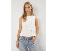 WOVCOR Women's Sleeveless Tie-Front Crepe Top in White | Size: 4 WOVCOR White 4