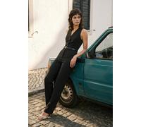 WOVCOR Women's Sleeveless V-Neck Belted Wide Leg Jumpsuit in Navy | Size: 10 WOVCOR Navy 10