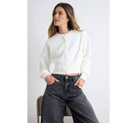 WOVCOR Women's Snap Button Front Regular Fit Crop Cardigan in Ecru | Size: Large WOVCOR Ecru L