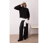 WOVCOR Women's Soft Cotton Relaxed Fit Crew Neck Knit Jumper in Black | Size: Medium WOVCOR Black M