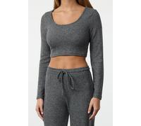 WOVCOR Women's Soft Knit Crop Top & Wide Leg Pant Set in Dark Grey | Size: Small WOVCOR Dark Grey S