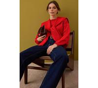 WOVCOR Women's Soft Textured Knit Sweater with Shawl Detail in Red | Size: Medium WOVCOR Red M