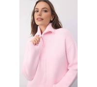 WOVCOR Women's Soft Textured Oversize Zipper-Detail Knit Cardigan in Pink | Size: Medium WOVCOR Pink M