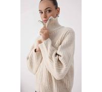 WOVCOR Women's Soft Textured Oversize Zipper-Detail Knit Cardigan in Stone | Size: Medium WOVCOR Stone M