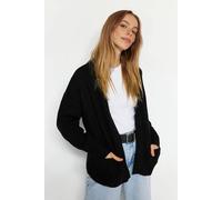 WOVCOR Women's Soft Textured Pocket Detailed Knit Cardigan in Black | Size: Small WOVCOR Black S