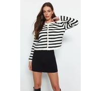 WOVCOR Women's Soft Textured Striped Knit Cropped Cardigan | Size: Medium WOVCOR Multicolor M