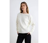 WOVCOR Women's Soft Touch Back Lace Detail Boat Neck Long Sleeve Knitwear in Ecru | Size: Small WOVCOR Ecru S