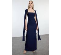 WOVCOR Women's Square Neck Maxi Evening Dress in Navy | Size: 8 WOVCOR Navy 8